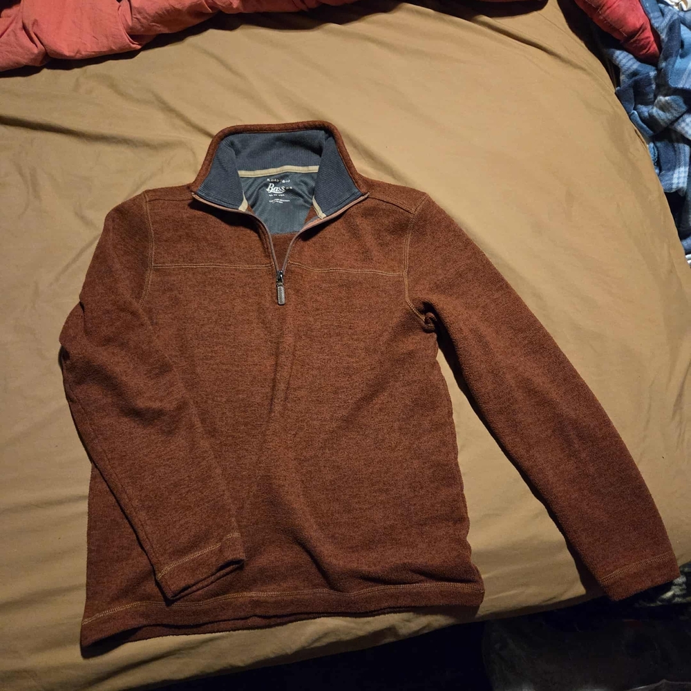 Bass Men's Rust Zip-Up Sweater